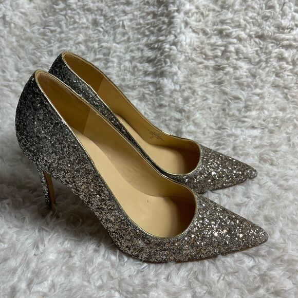 Marc Fisher Garicky Glitter Ombré gold and silver slip on heels pointed toe SZ8M - Picture 1 of 9